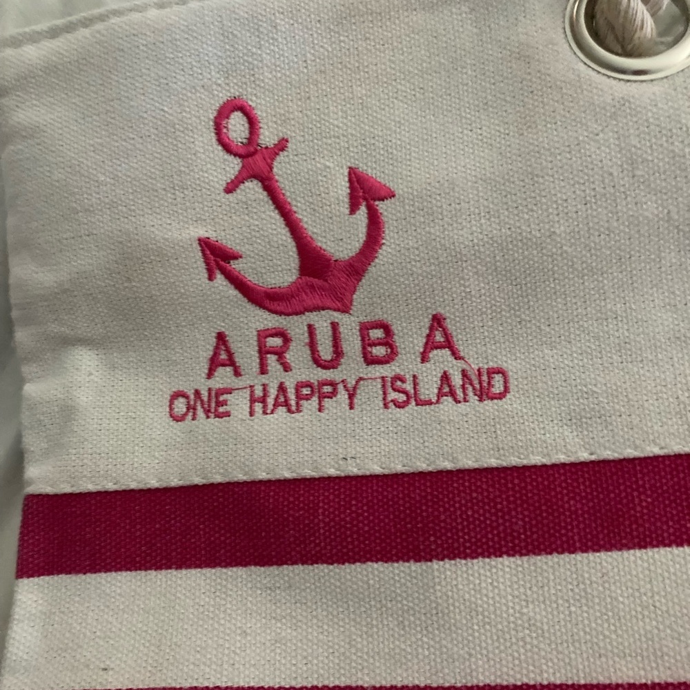 Pink and White Striped Tote Bag - Picture 2 of 4